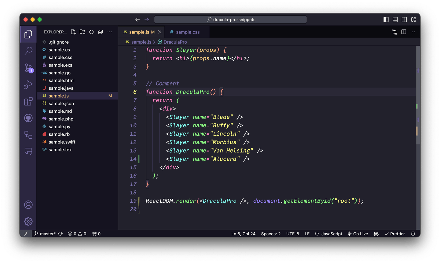 Visual Studio Code - Pro theme preview