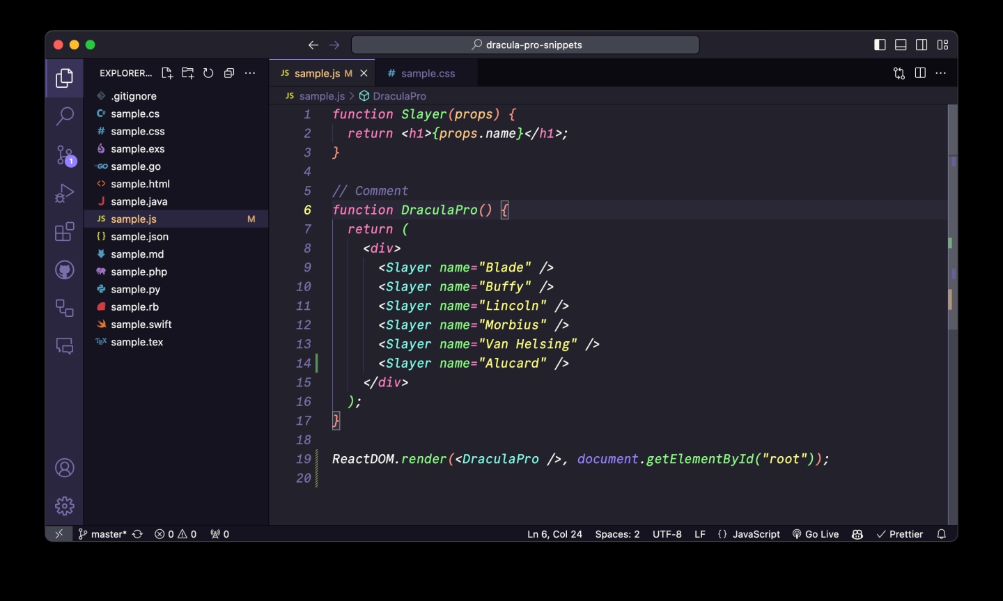 Visual Studio Code - Pro theme preview
