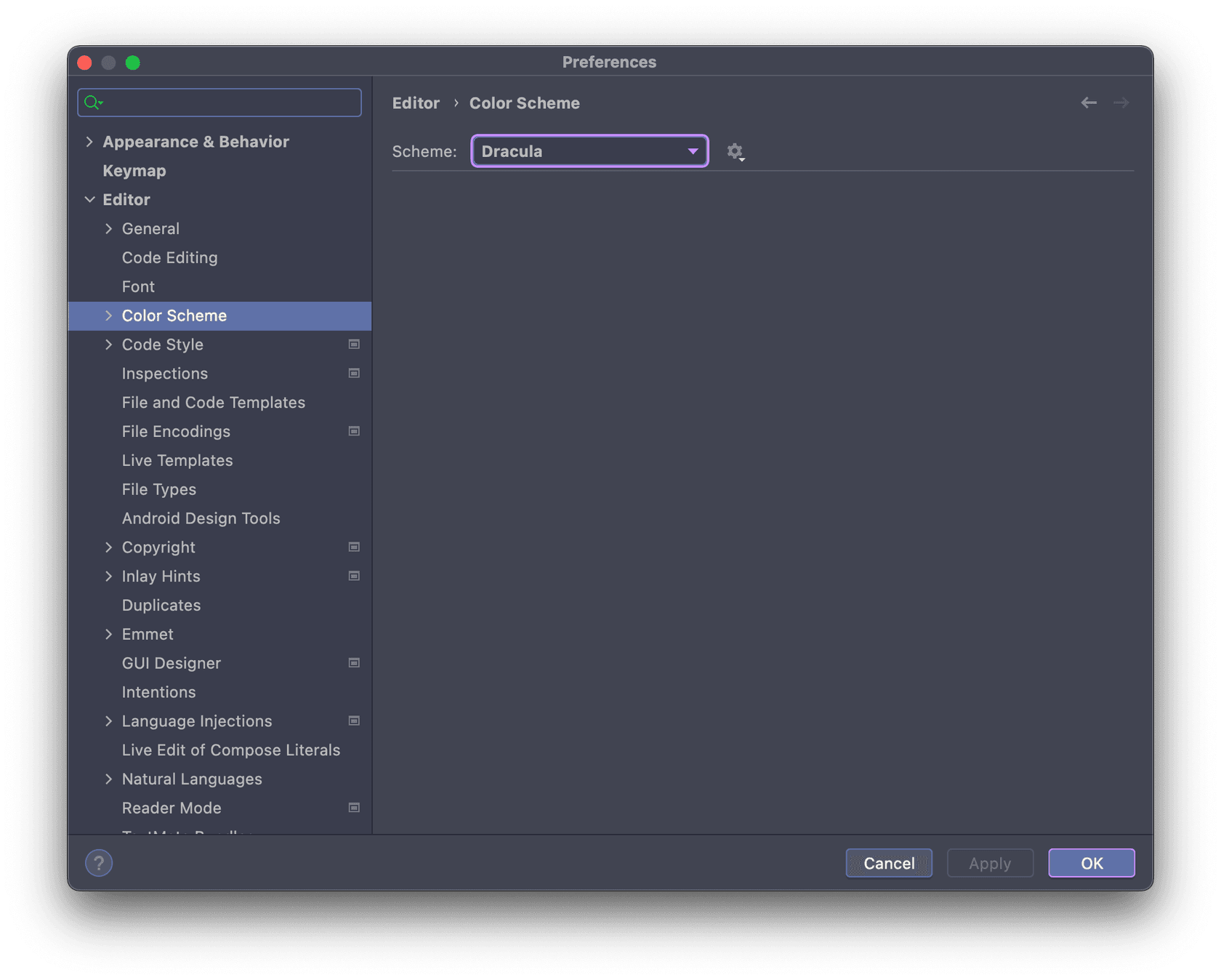 Setup Color Scheme