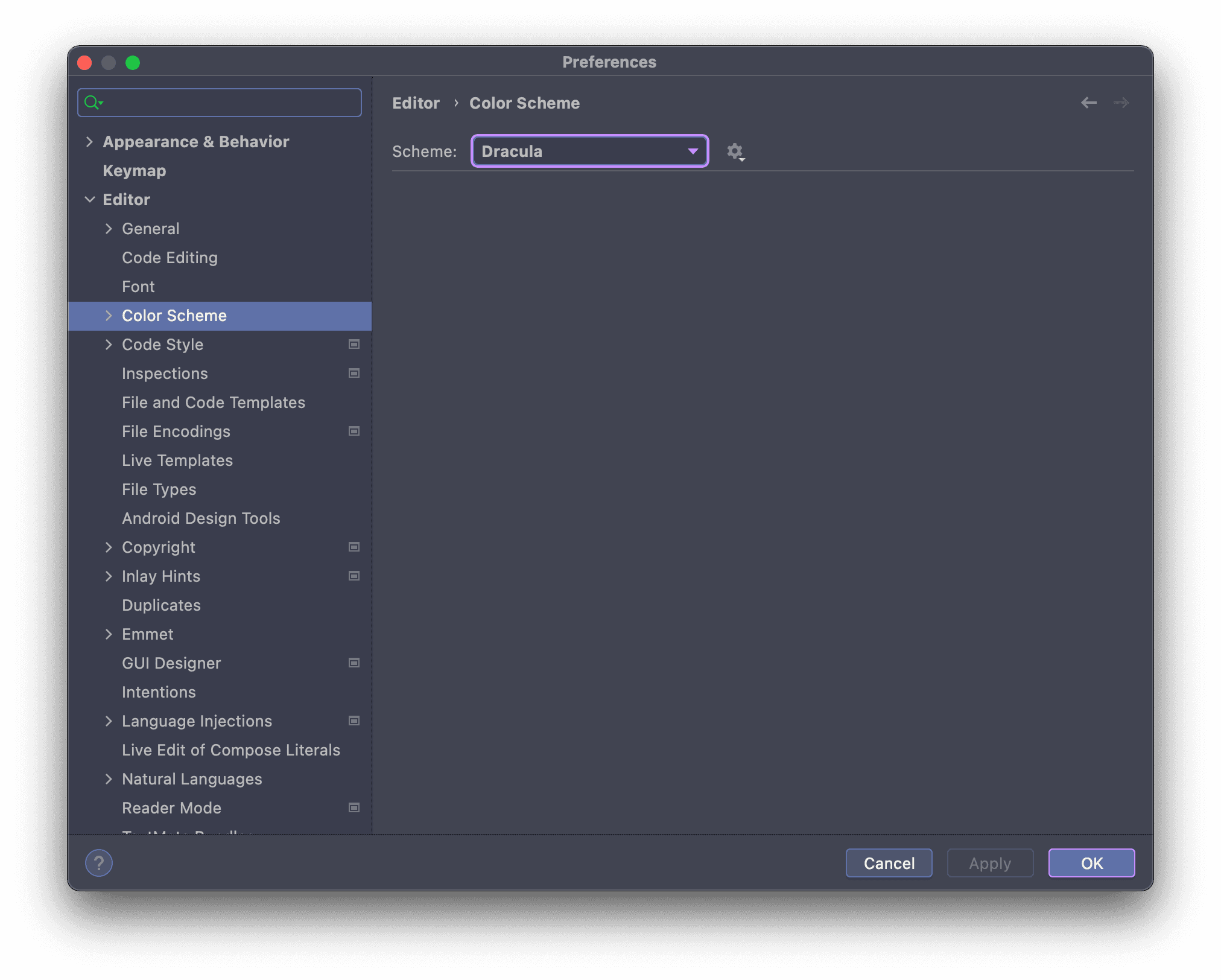 Setup Color Scheme