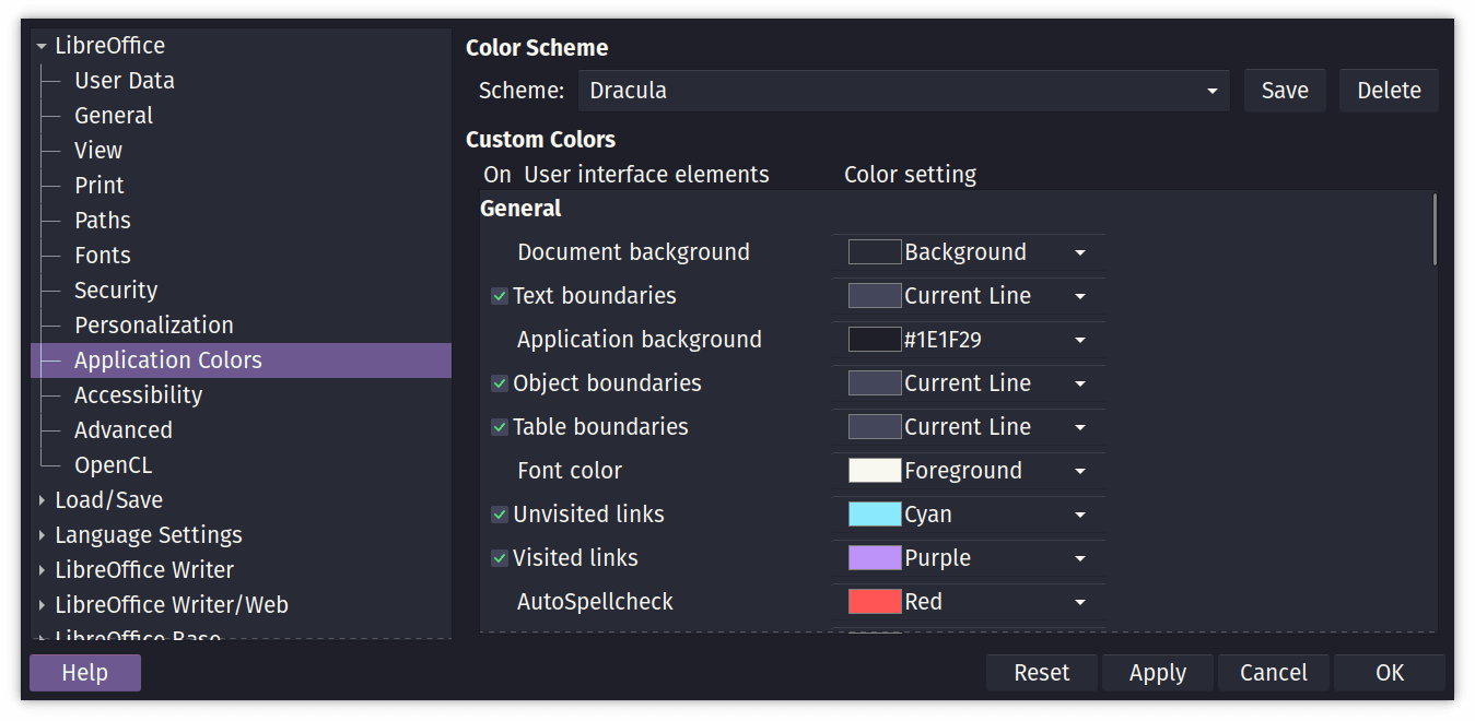 Activating Dracula theme