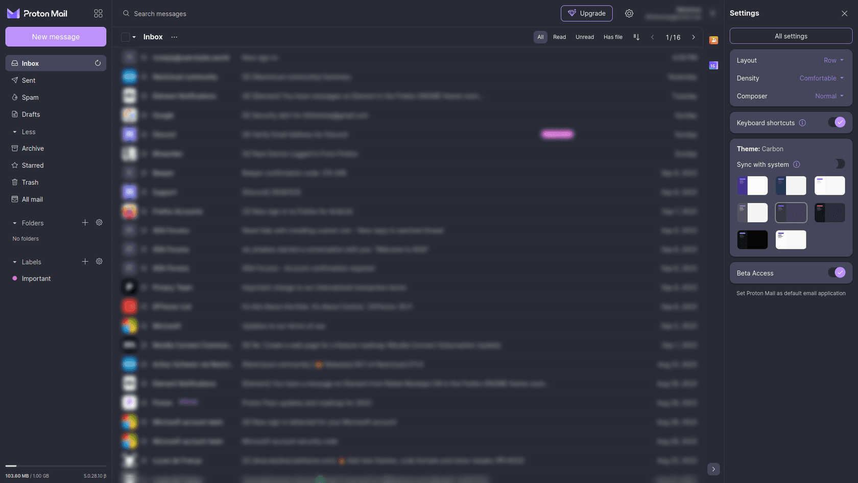 protonmail - Theme preview