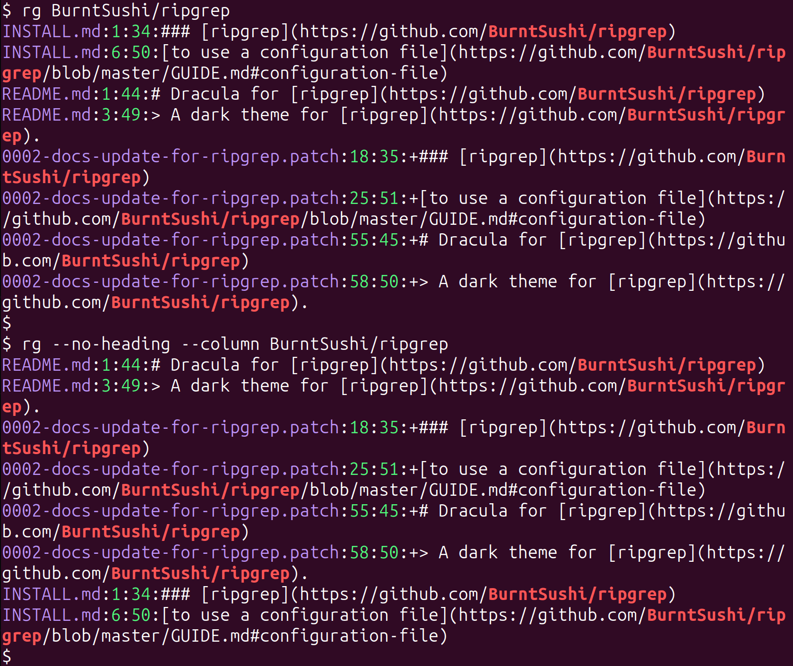 ripgrep - Theme preview