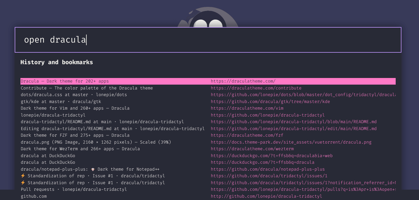 tridactyl - Theme preview