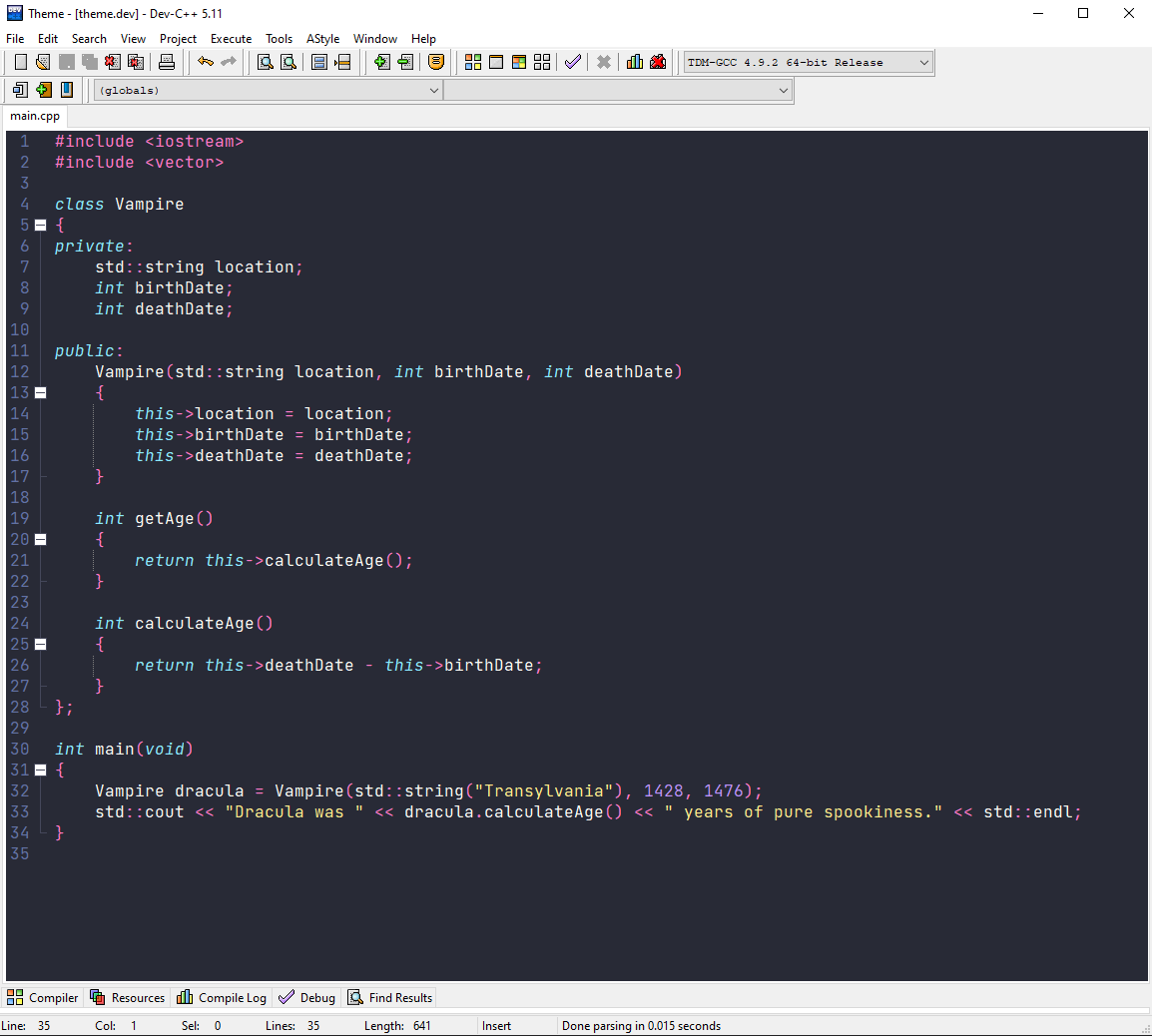 Dev-C++ • Dracula Theme