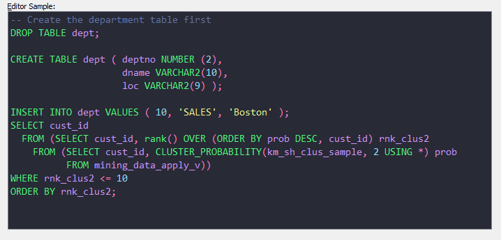 Oracle SQL Developer - Dracula Theme