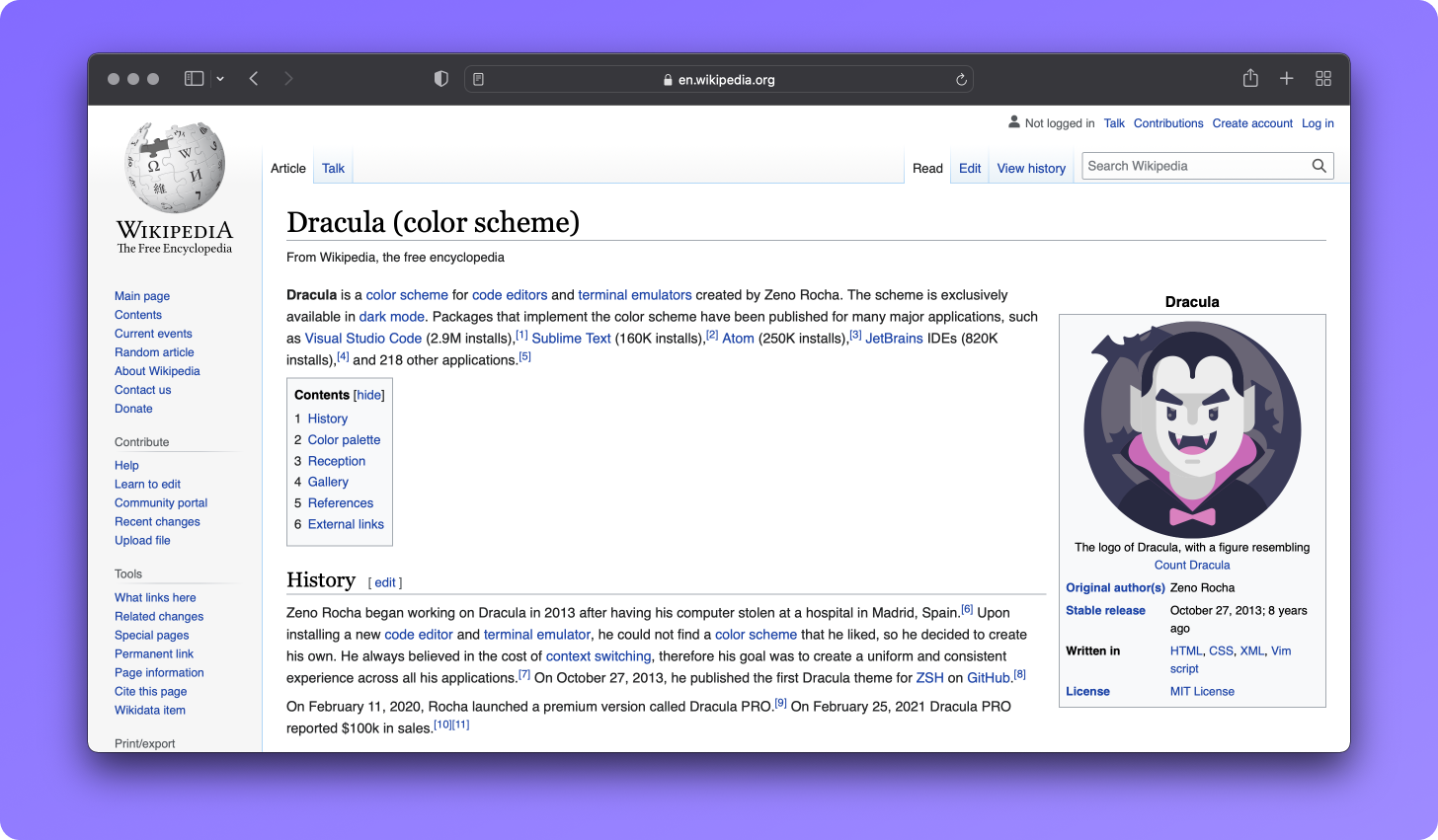 Dracula Wikipedia page