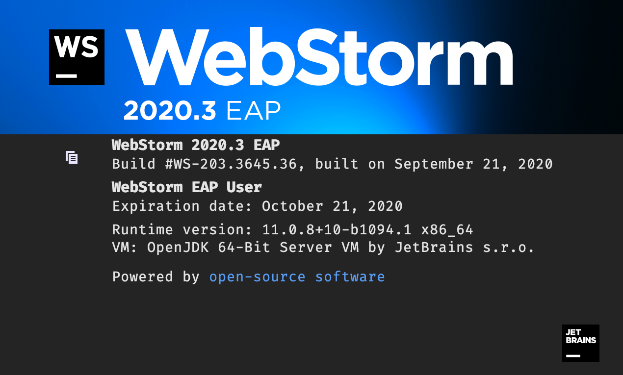 WebStorm 2020.3 EAP